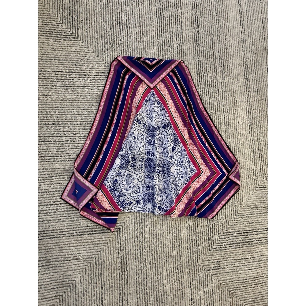 Trina Turk Y2K Boho Floria 100% Silk Blouse Kimono Sleeve Bandana XS